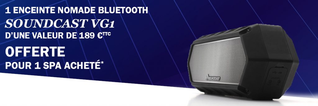 Jusqu'au 7 août 2019, Aquilus Spas vous offre une enceinte de la marque Soundcast.